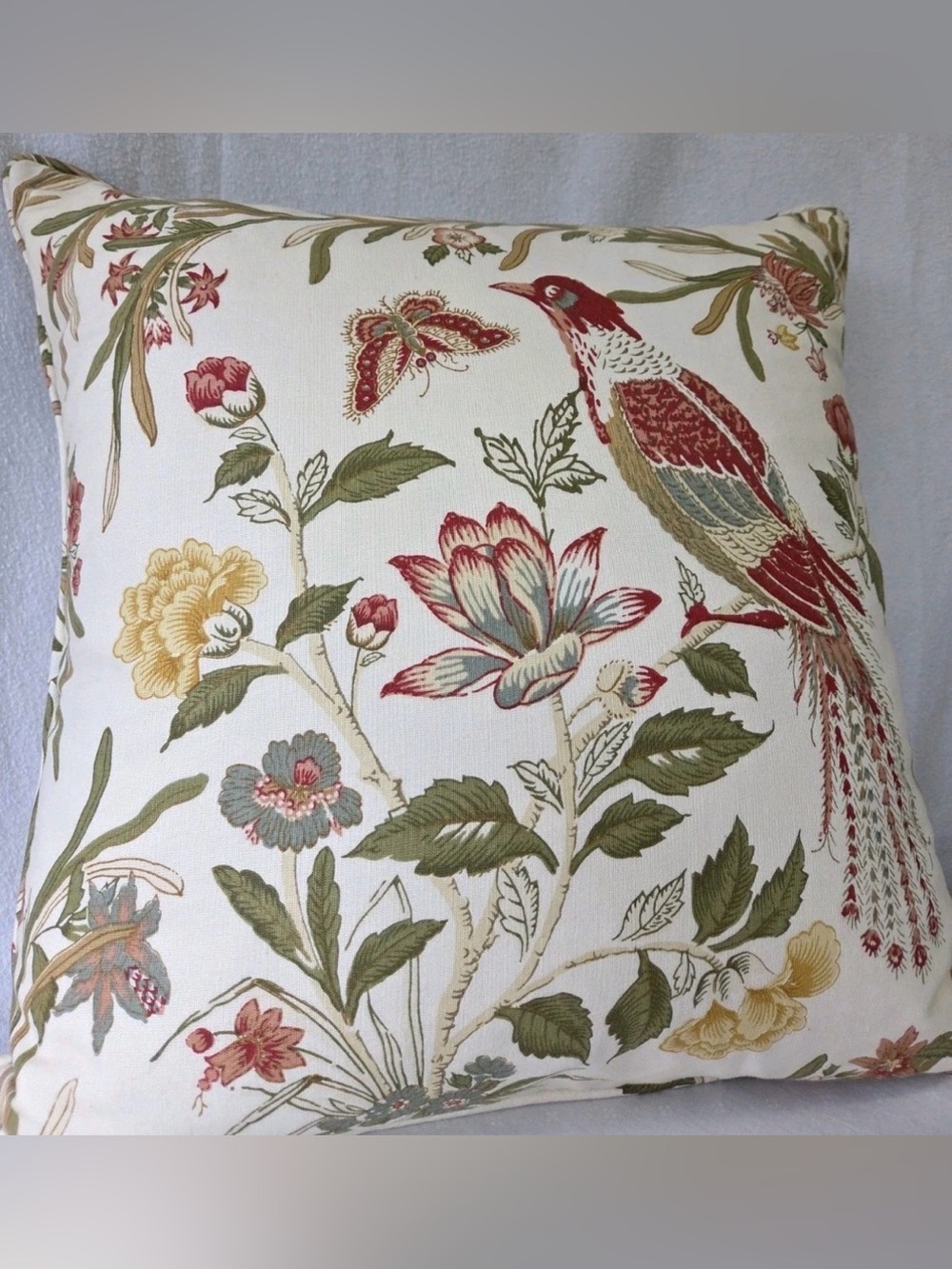 Pottery Barn Nature Jerri Birds Decorative Pillow  Cotton Linen down 20 x 20"